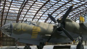 world war two plane in a hangar